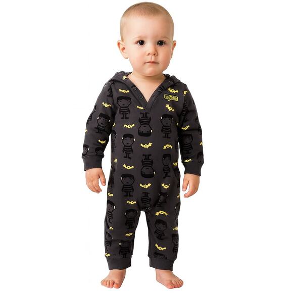 Carter's Boys One-Piece Fleece Hooded Romper Size 18M - Skeleton Bat Print - Picture 1 of 6